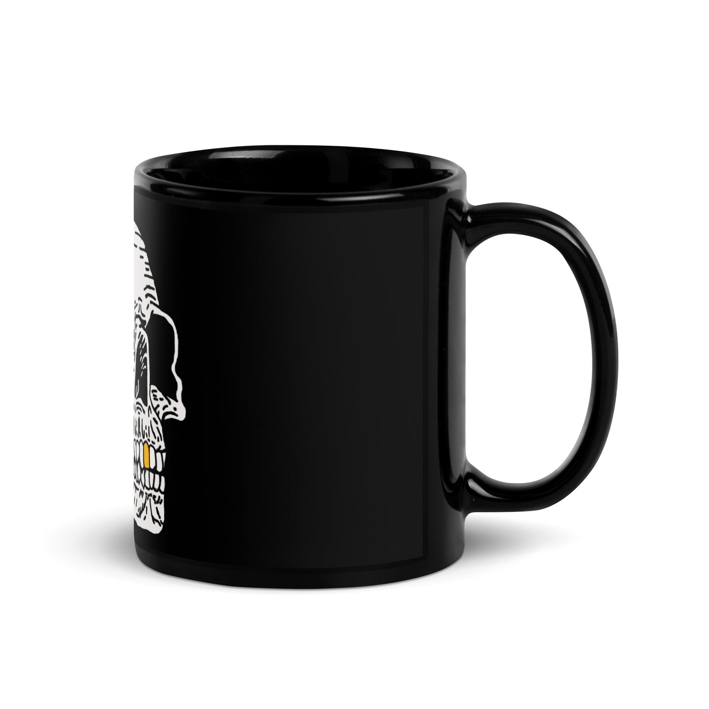 Gold Tooth Skull Black Glossy Mug