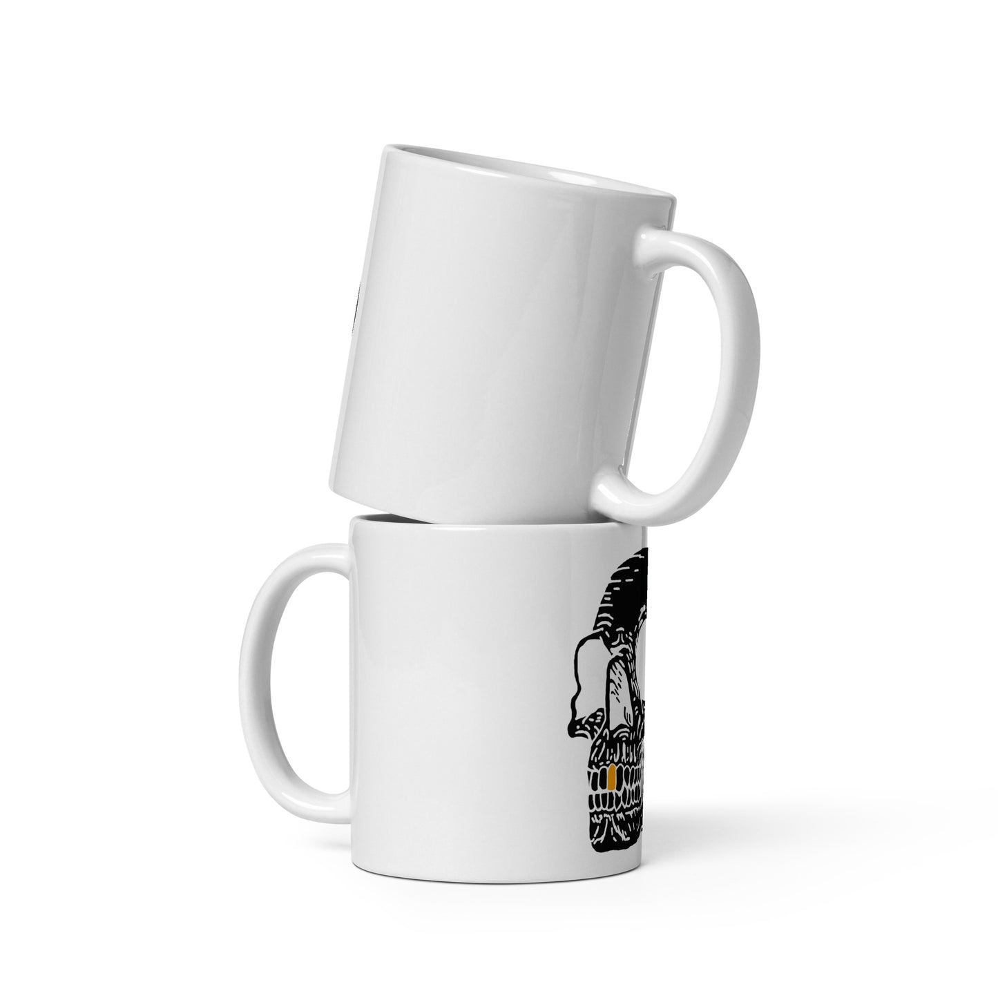 Inverted Gold Tooth Skull White glossy mug