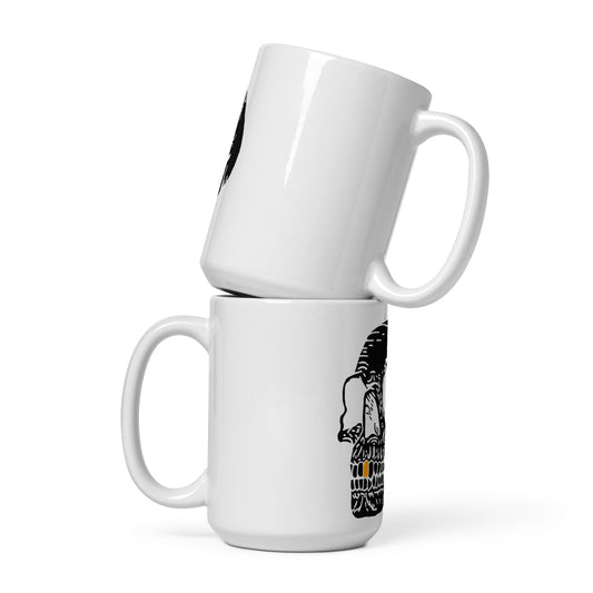 Inverted Gold Tooth Skull White glossy mug