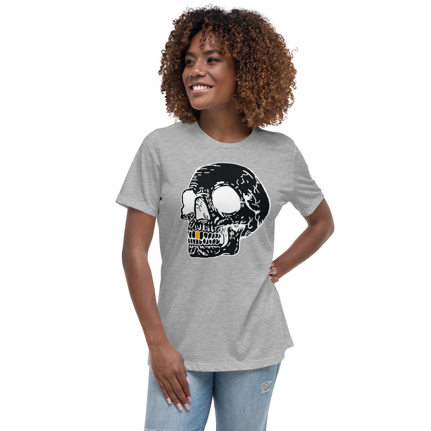 Inverted Gold Tooth Skull Women's Relaxed T-Shirt