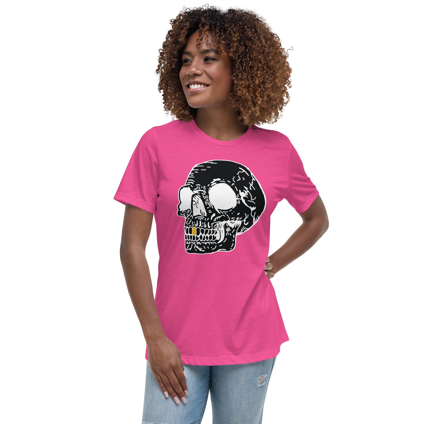 Inverted Gold Tooth Skull Women's Relaxed T-Shirt