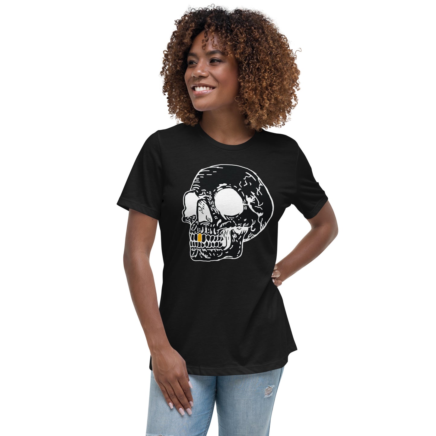 Inverted Gold Tooth Skull Women's Relaxed T-Shirt