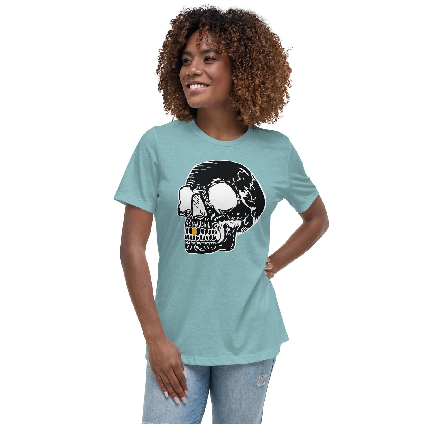 Inverted Gold Tooth Skull Women's Relaxed T-Shirt
