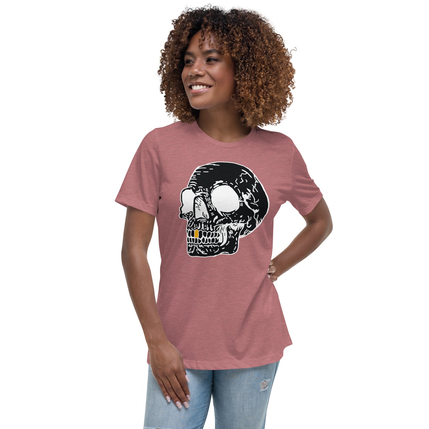 Inverted Gold Tooth Skull Women's Relaxed T-Shirt