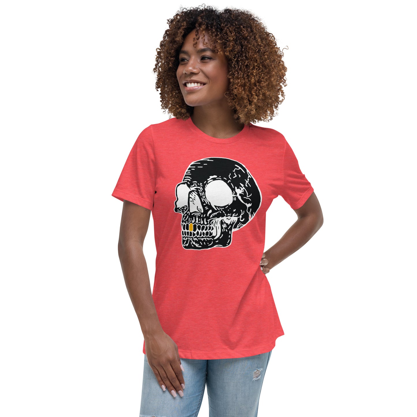 Inverted Gold Tooth Skull Women's Relaxed T-Shirt