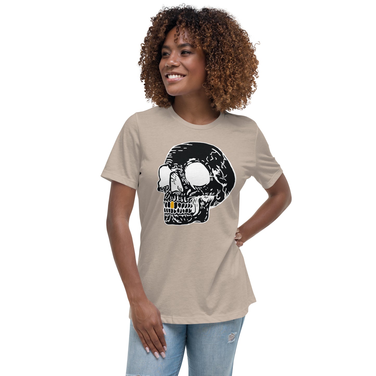 Inverted Gold Tooth Skull Women's Relaxed T-Shirt
