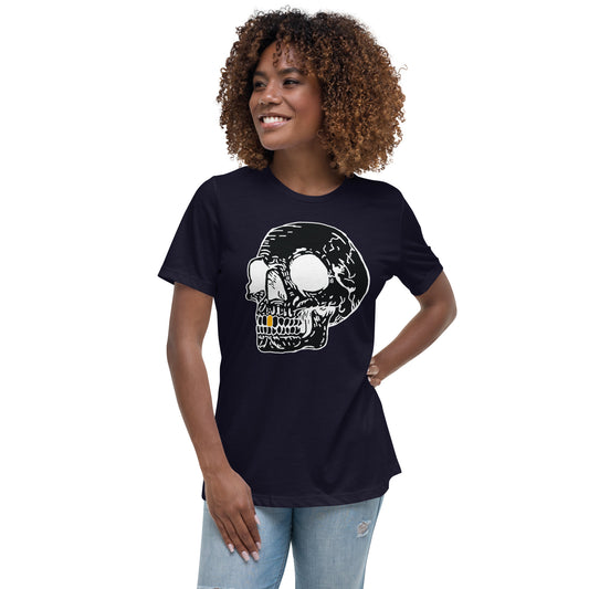 Inverted Gold Tooth Skull Women's Relaxed T-Shirt