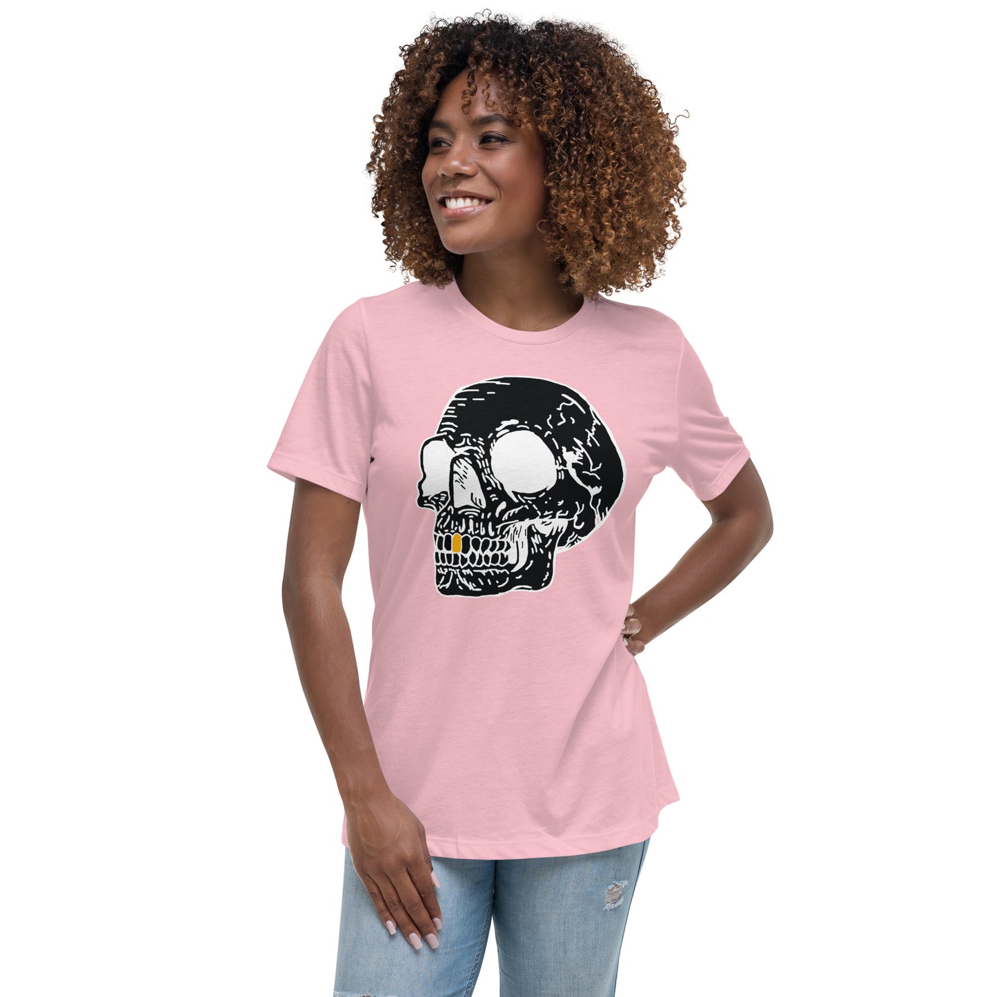 Inverted Gold Tooth Skull Women's Relaxed T-Shirt