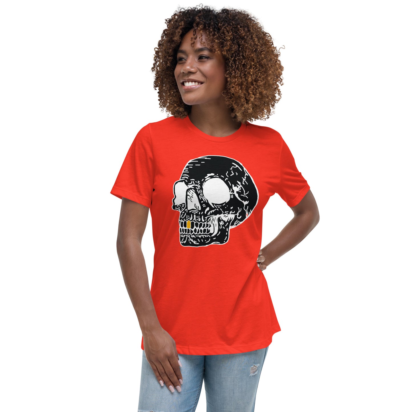 Inverted Gold Tooth Skull Women's Relaxed T-Shirt