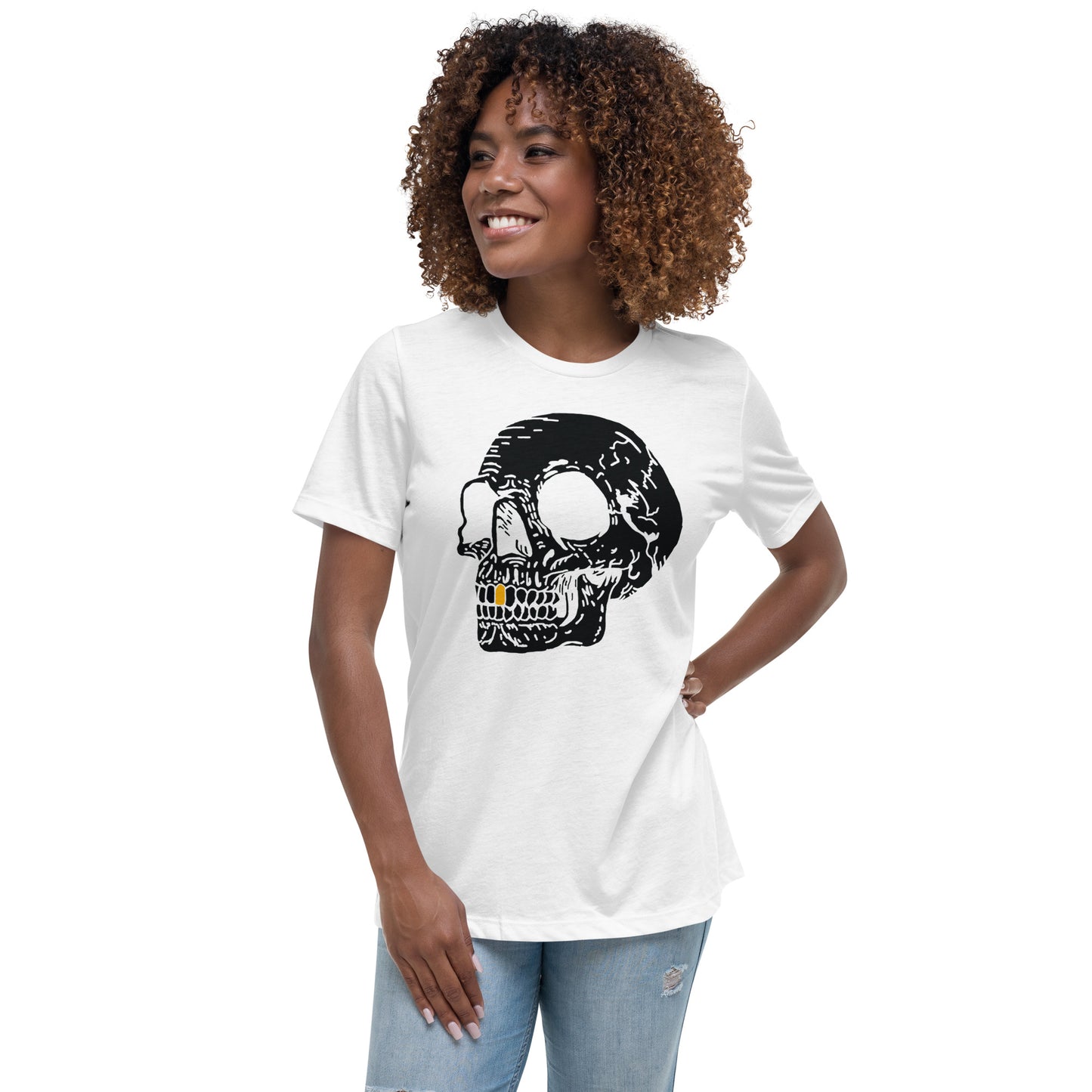 Inverted Gold Tooth Skull Women's Relaxed T-Shirt